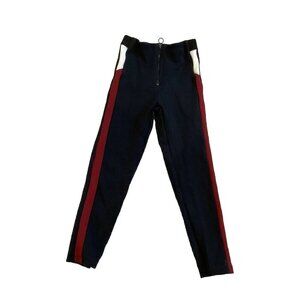 Zara Girl Navy Blue Skinny Leggings Pants Zipper Closure Red White Side Stripe 7